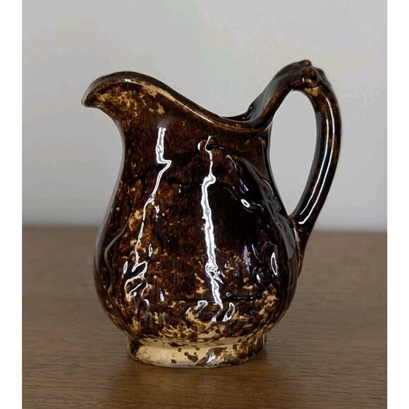 Vintage Bennington Rockingham Yellowware Spongeware Stoneware Pottery Pitcher - Picture 3 of 12